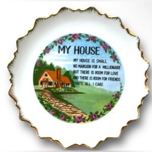 Vintage My House Decorative Plate Room For Love Room For Friends 7" made n Japan